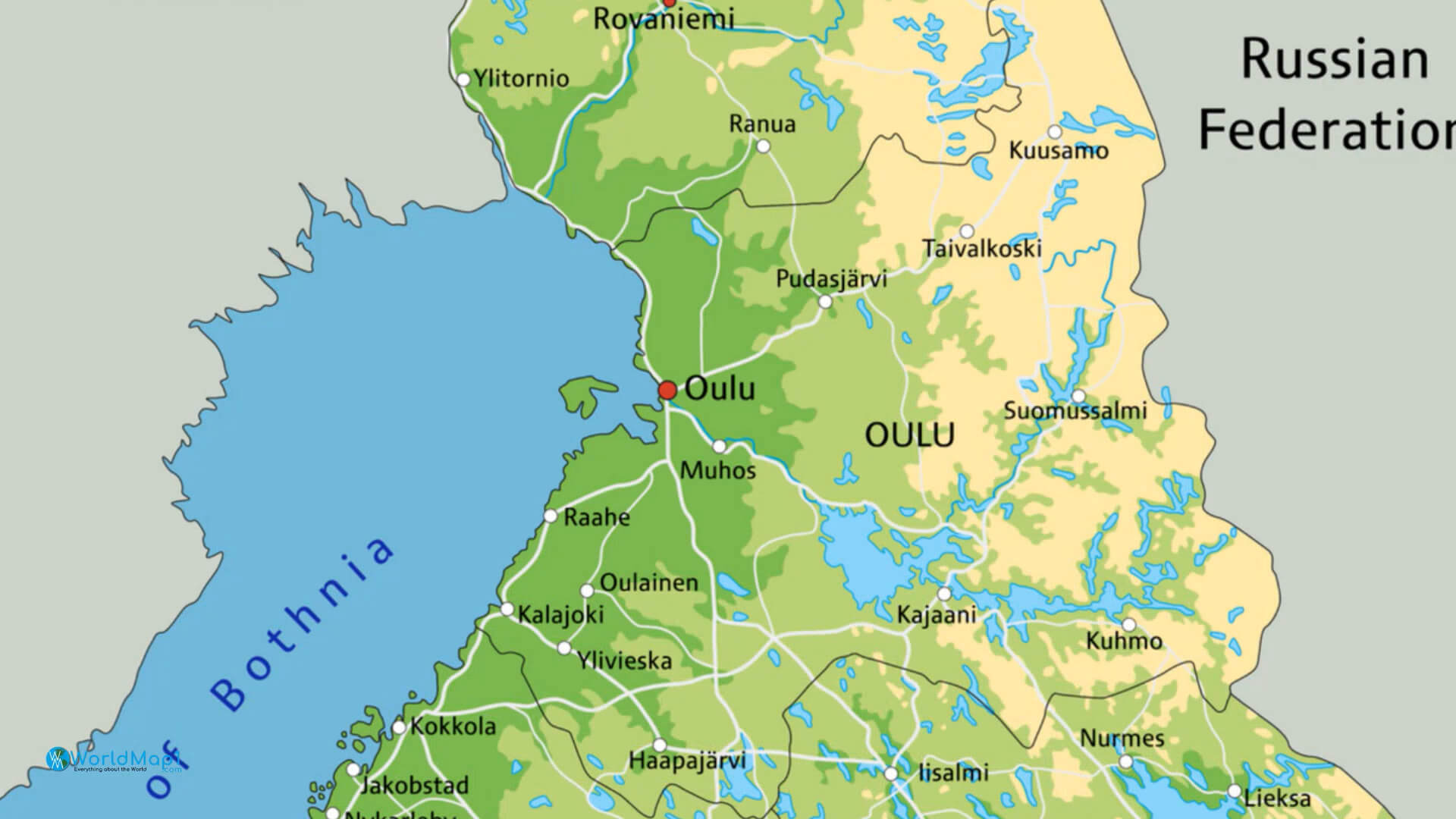 Kuzey Finlandiya Fiziki Haritası